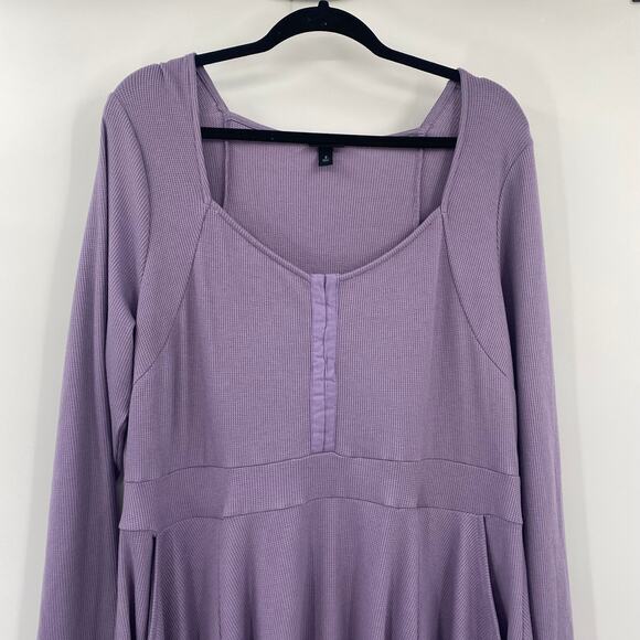 Torrid Waffle Knit Mini Dress Long Sleeve Skater Fit & Flare Scoopneck Purple 2X - Picture 3 of 9